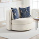 Oversize Swivel Accent Chair | 3 Throw Pillows | Ivory Polyester