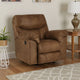 Manual Rocker Recliner Chair | Plush Pillowtop Bark Brown Faux Leather