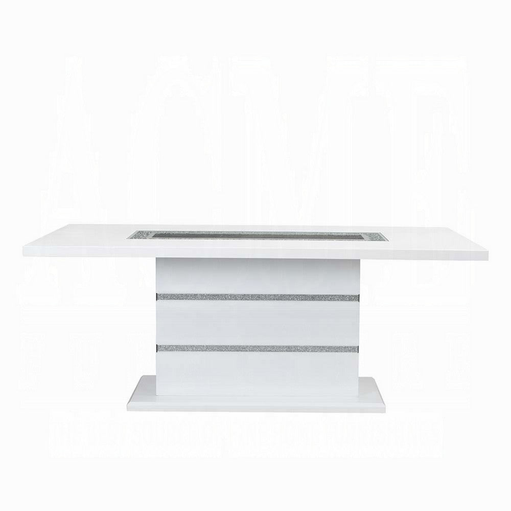 Zav Dining Table | 79" Rectangular Top | White Gray Pedestal Base