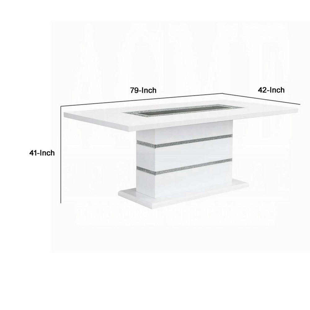 Zav Dining Table | 79" Rectangular Top | White Gray Pedestal Base