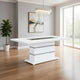 Zav Dining Table | 79" Rectangular Top | White Gray Pedestal Base
