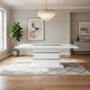 Zav Dining Table | 79" Rectangular Top | White Gray Pedestal Base