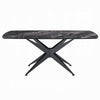 Laus Dining Table | 71" Crystal Glass Top | Black Geometric Base