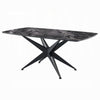 Laus Dining Table | 71" Crystal Glass Top | Black Geometric Base