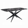 Laus Dining Table | 71" Crystal Glass Top | Black Geometric Base 