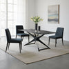 Laus Dining Table | 71" Crystal Glass Top | Black Geometric Base