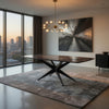 Laus Dining Table | 71" Crystal Glass Top | Black Geometric Base
