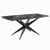 Laus Dining Table | 71" Crystal Glass Top | Black Geometric Base
