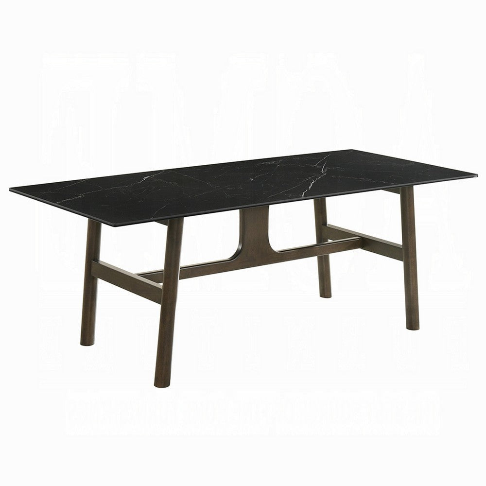 Eny Dining Table | 71" Ceramic Rectangular Top | Walnut Brown Wood