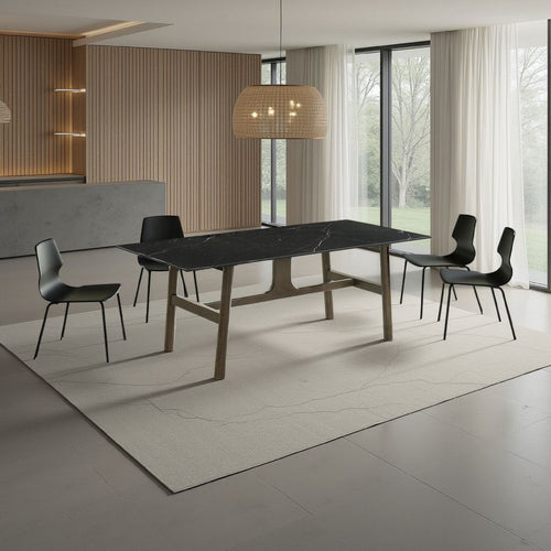 Eny Dining Table | 71" Ceramic Rectangular Top | Walnut Brown Wood