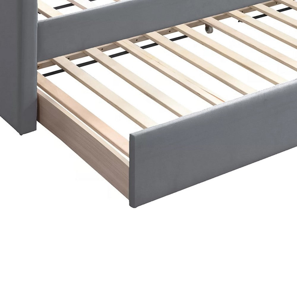 Keo Daybed with Pull Out Trundle | Channel Tufted Modern Gray Velvet