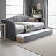 Keo Daybed with Pull Out Trundle | Channel Tufted Modern Gray Velvet