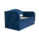 Keo Daybed with Pull Out Trundle | Channel Tufted Modern Blue Velvet