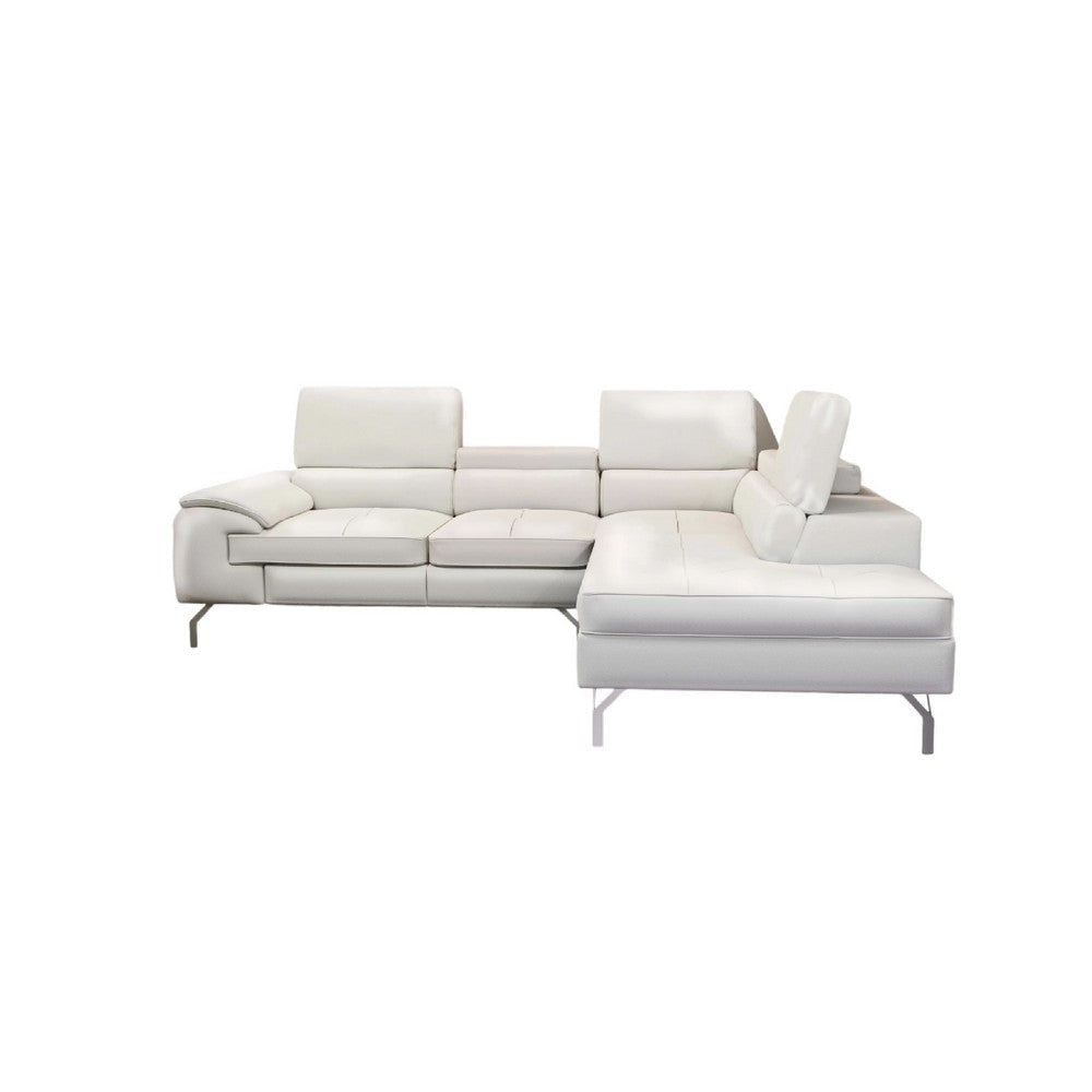 Doel 2pc Sectional Sofa Set w Right Facing Chaise | White Faux Leather BM337321