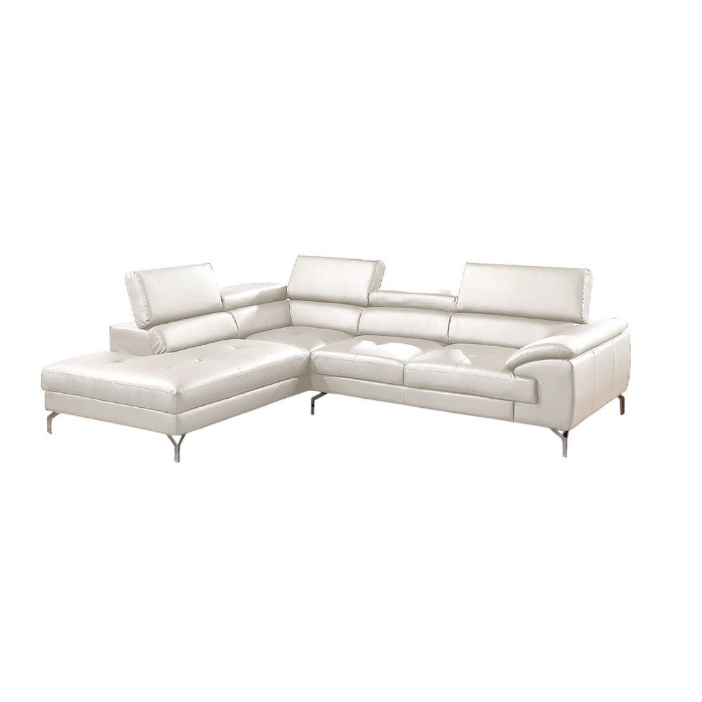 Doel 2pc Sectional Sofa Set w Right Facing Chaise | White Faux Leather BM337321