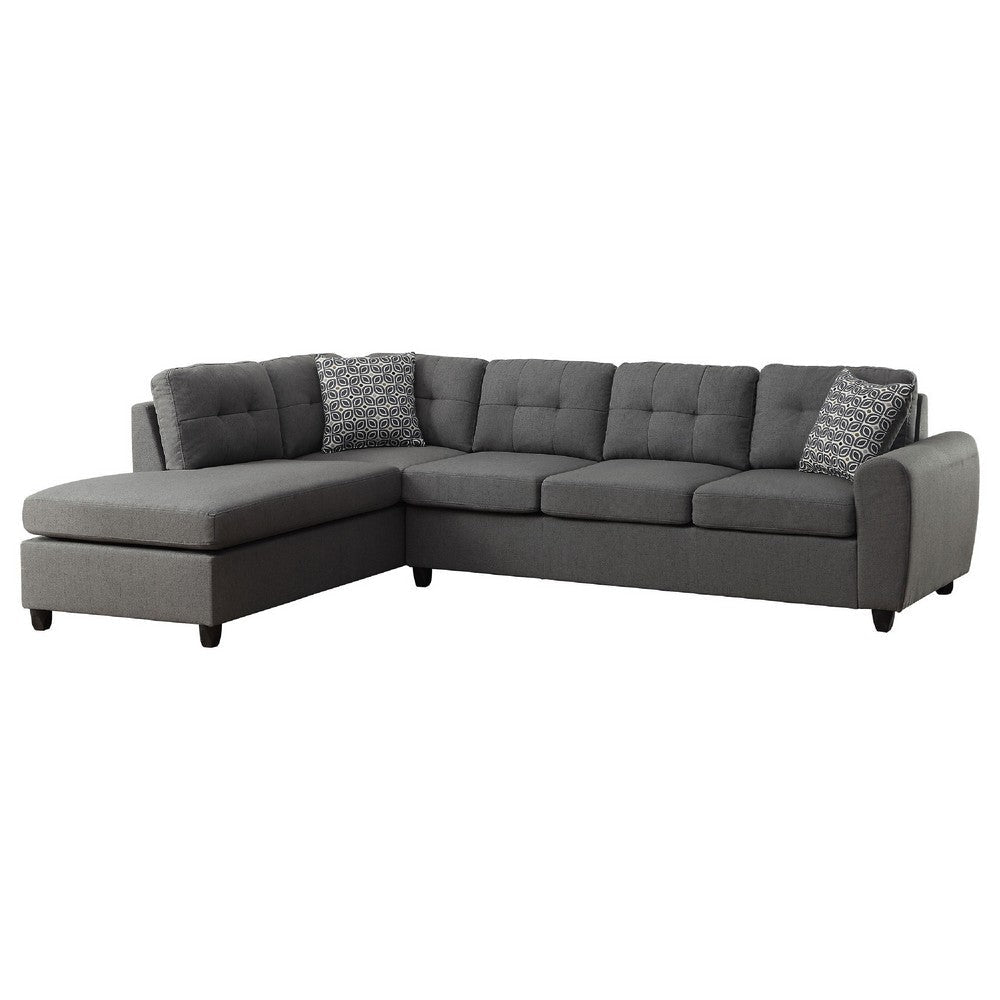 Esse Sectional Chaise Sofa w/ Storage Ottoman | 2 Accent Pillows | Gray BM337732