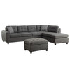 Esse Sectional Chaise Sofa w/ Storage Ottoman | 2 Accent Pillows | Gray