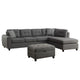 Esse Sectional Chaise Sofa w/ Storage Ottoman | 2 Accent Pillows | Gray
