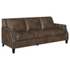 Rich 2pc Sofa Loveseat Set | Brass Nailhead Trim | Brown Top Grain Leather BM337733