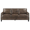 Rich 2pc Sofa Loveseat Set | Brass Nailhead Trim | Brown Top Grain Leather BM337733