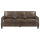 Rich 2pc Sofa Loveseat Set | Brass Nailhead Trim | Brown Top Grain Leather BM337733