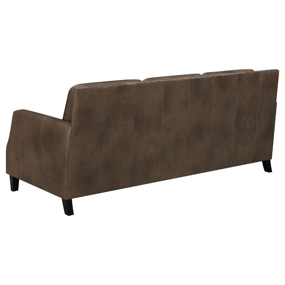 Rich 2pc Sofa Loveseat Set | Brass Nailhead Trim | Brown Top Grain Leather BM337733