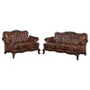 Vito 2pc Sofa Set | Nailhead Trim | Brown Tufted Top Grain Leather