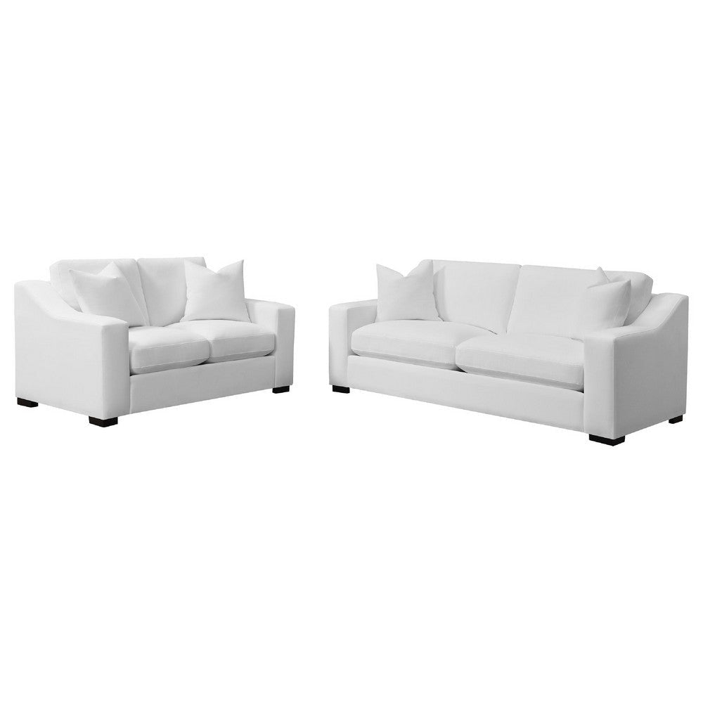 Shanice 2pc Living Room Sofa Set | 4 Accent Pillows | White Trillium