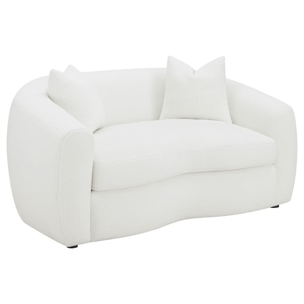 Viola 2pc Living Room Sofa Set | White Boucle & Faux Sheepskin BM337741