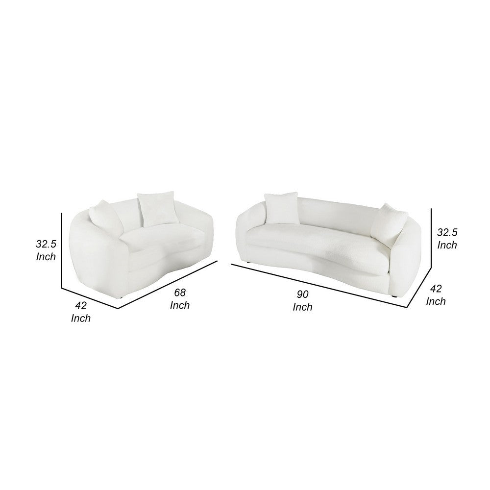 Viola 2pc Living Room Sofa Set | White Boucle & Faux Sheepskin BM337741