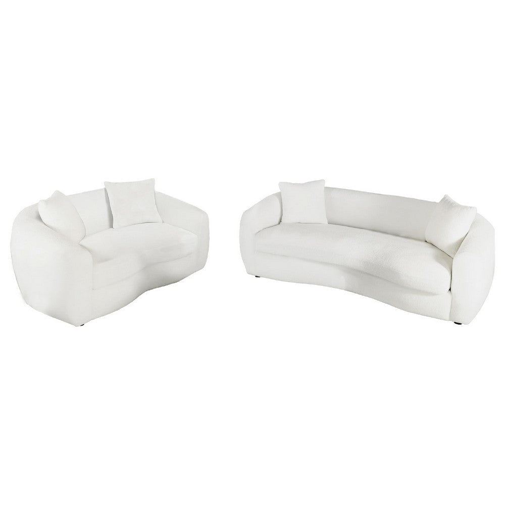 Viola 2pc Living Room Sofa Set | White Boucle & Faux Sheepskin