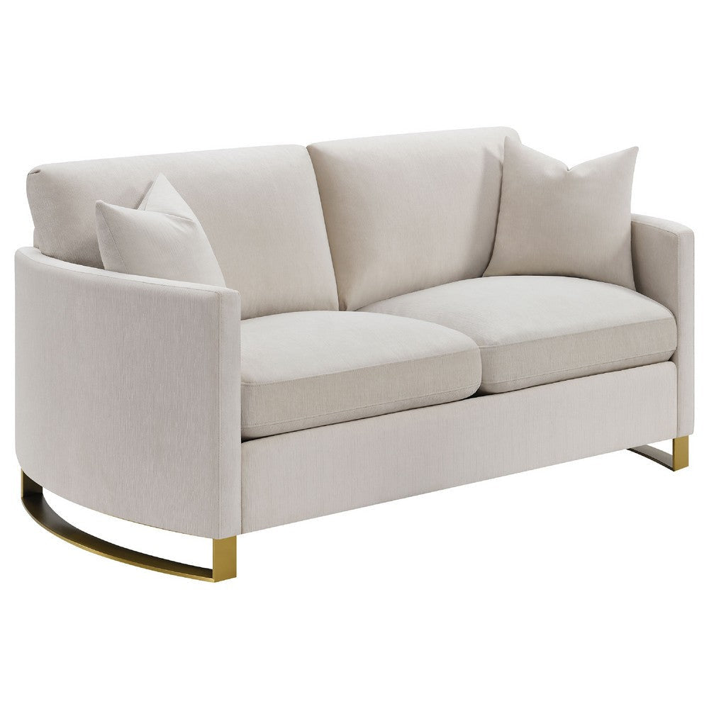 Lizzy 2pc Sofa & Loveseat Living Room Set | 4 Pillows | Beige Velvet BM337743