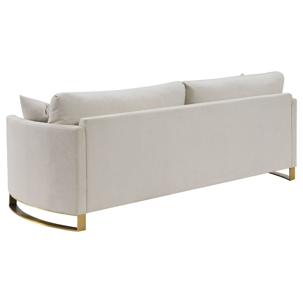 Lizzy 2pc Sofa & Loveseat Living Room Set | 4 Pillows | Beige Velvet BM337743