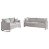 Lizzy 2pc Sofa & Loveseat Living Room Set | 4 Pillows | Beige Velvet