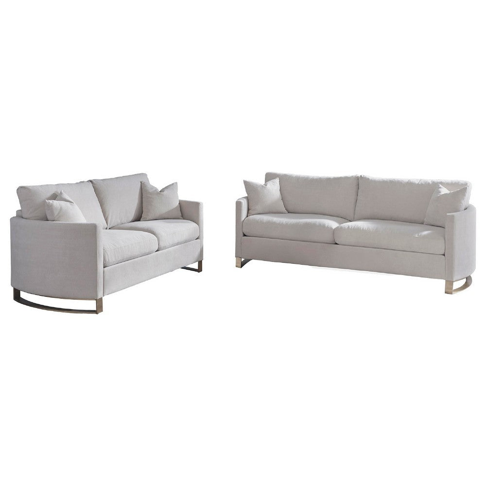 Lizzy 2pc Sofa & Loveseat Living Room Set | 4 Pillows | Beige Velvet