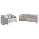 Lizzy 2pc Sofa & Loveseat Living Room Set | 4 Pillows | Beige Velvet
