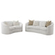 Tia 2pc Living Room Sofa Set w/ 6 Accent Pillows | White Boucle