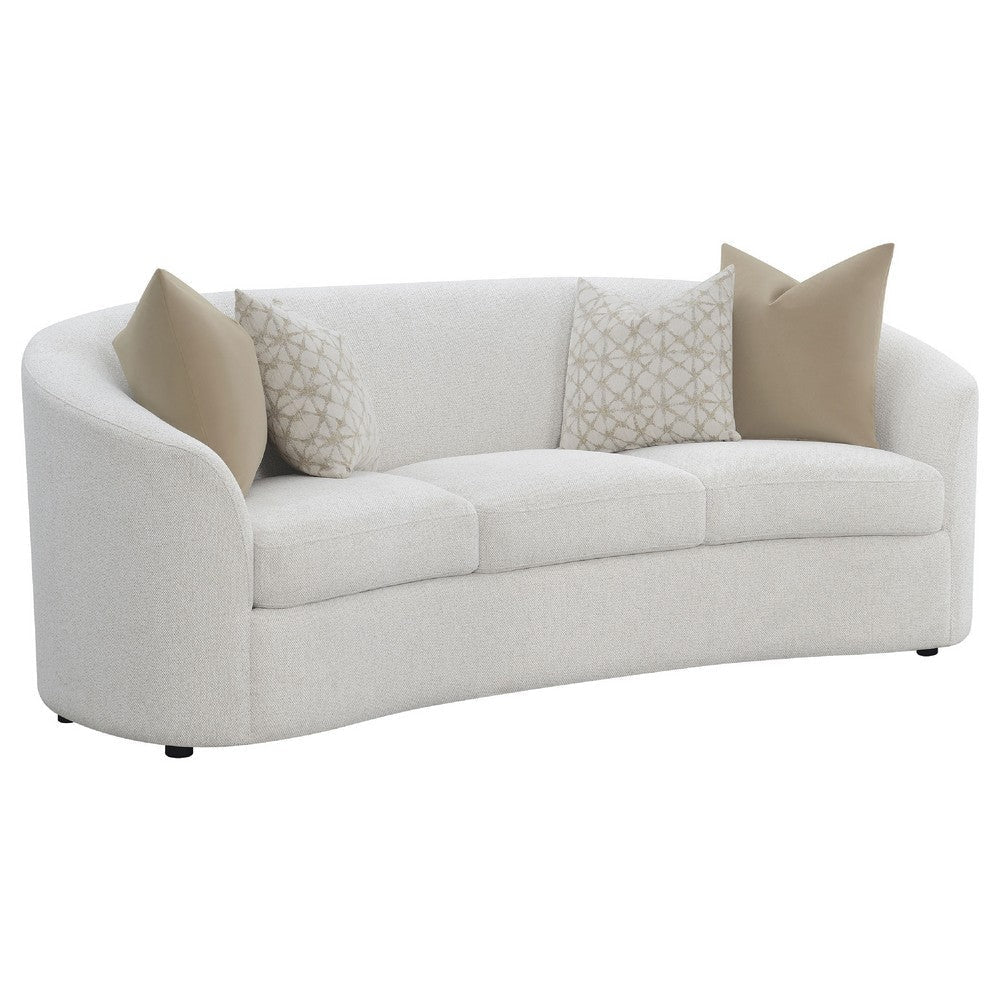 Tia 2pc Living Room Sofa Set w/ 6 Accent Pillows | White Boucle BM337745