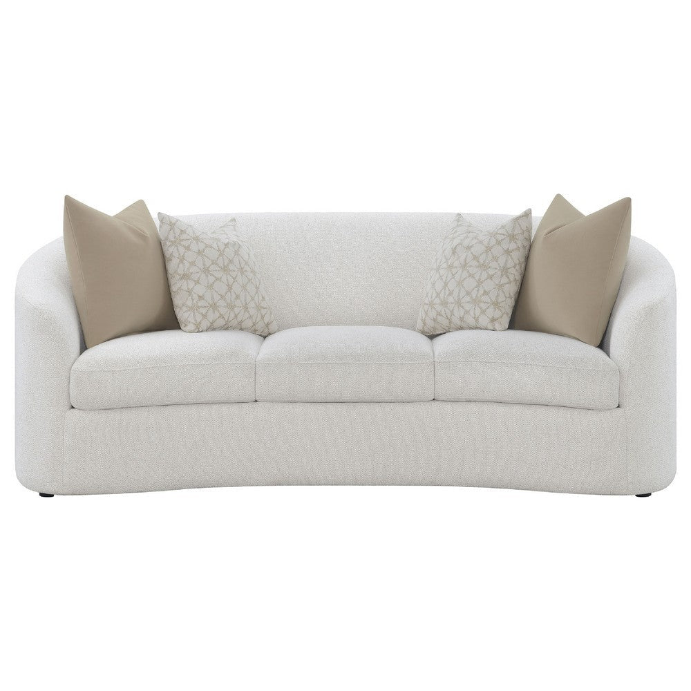Tia 2pc Living Room Sofa Set w/ 6 Accent Pillows | White Boucle BM337745
