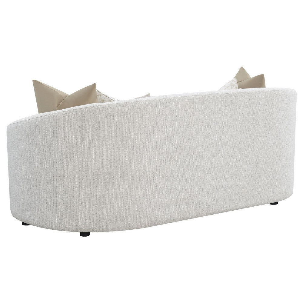 Tia 2pc Living Room Sofa Set w/ 6 Accent Pillows | White Boucle BM337745