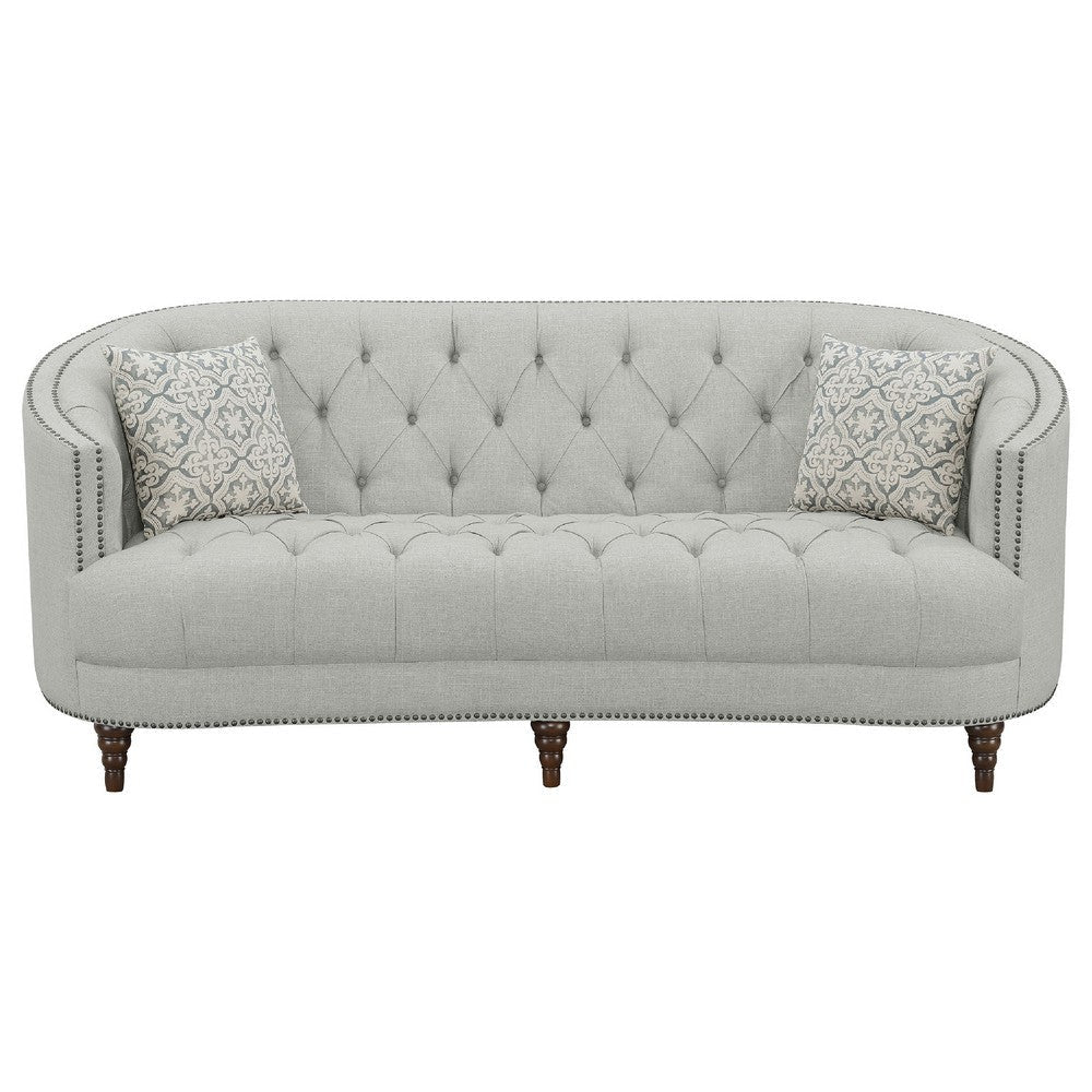 Tiffy 2pc Sofa Loveseat Set | C Shaped Gray Button Tufted Woven Fabric BM337747