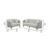 Tiffy 2pc Sofa Loveseat Set | C Shaped Gray Button Tufted Woven Fabric BM337747