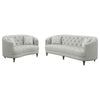 Tiffy 2pc Sofa Loveseat Set | C Shaped Gray Button Tufted Woven Fabric