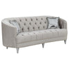 Tiffy 2pc Sofa Loveseat Set | C Shaped Gray Rhinestone Tufted Velvet