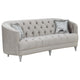 Tiffy 2pc Sofa Loveseat Set | C Shaped Gray Rhinestone Tufted Velvet
