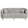 Tiffy 2pc Sofa Loveseat Set | C Shaped Gray Rhinestone Tufted Velvet