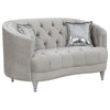 Tiffy 2pc Sofa Loveseat Set | C Shaped Gray Rhinestone Tufted Velvet