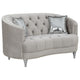 Tiffy 2pc Sofa Loveseat Set | C Shaped Gray Rhinestone Tufted Velvet