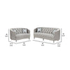 Tiffy 2pc Sofa Loveseat Set | C Shaped Gray Rhinestone Tufted Velvet