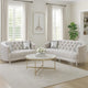 Tiffy 2pc Sofa Loveseat Set | C Shaped Gray Rhinestone Tufted Velvet